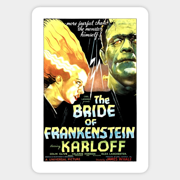 The Bride Of The Frankenstein Hollywood Horror B Movie Vintage Sticker by vintageposters